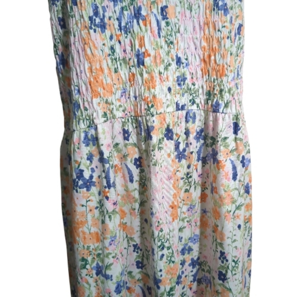 Tommy Hilfinger 1X Smocked Sleeveless Floral Maxi Dress Cottagecore, Casual Chic - Picture 3 of 6